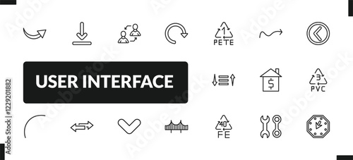 outline user interface icons set. editable linear download arrow, exchange personel, redo arrow, and other 14 icons in this category isolated on transparent background.