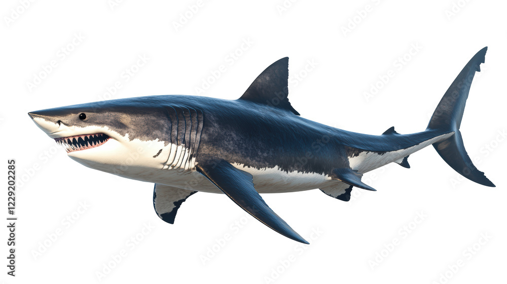 Isolated Detailed Great White Shark Side View Isolated Detailed Great White Shark Side View