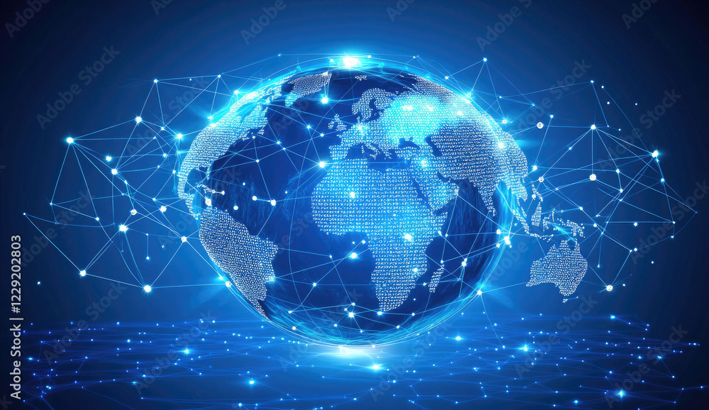 Fototapeta premium Abstract Digital Globe on a Textured Blue Background