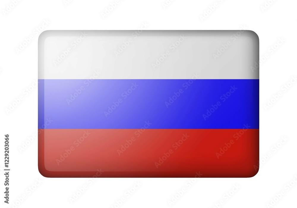 Fototapeta premium The Russian flag. Rectangular matte icon. Isolated on white background