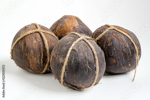 Whole coconuts isolated on white background photo