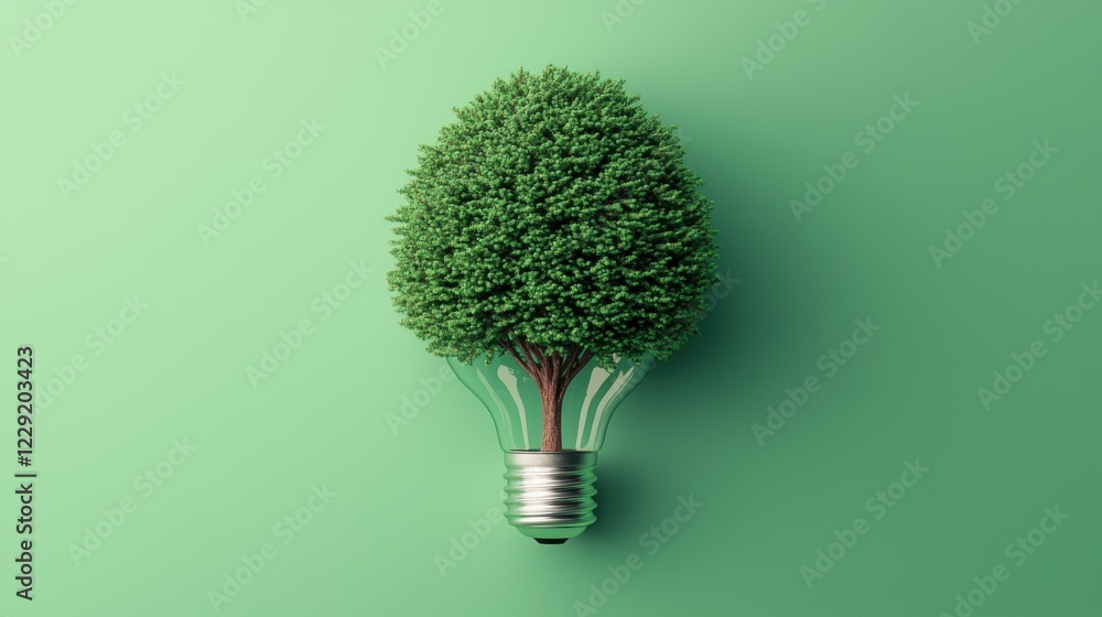 Light Bulb Symbolizing ideas concept. A Tree Emerging from the Center of a Light Bulb Symbolizing Innovation and Renewable Energy Light Bulb Symbolizing ideas concept. A Tree Emerging from the Center of a Light Bulb Symbolizing Innovation and Renewable Energy