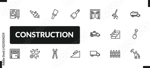 outline construction icons set. editable linear , construction palette, and other 14 icons in this category isolated on transparent