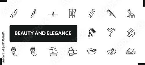 outline beauty and elegance icons set. editable linear curler, hair, patches, and other 14 icons in this category isolated on transparent background.