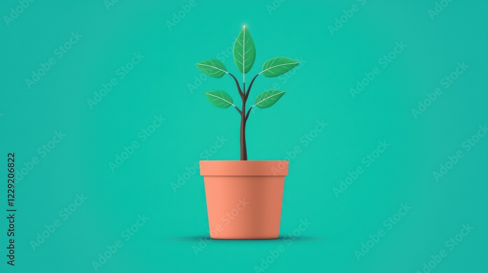 Obraz premium Light Bulb Symbolizing ideas concept. Modern Flat Design of a Tree Growing from a Potted Plant