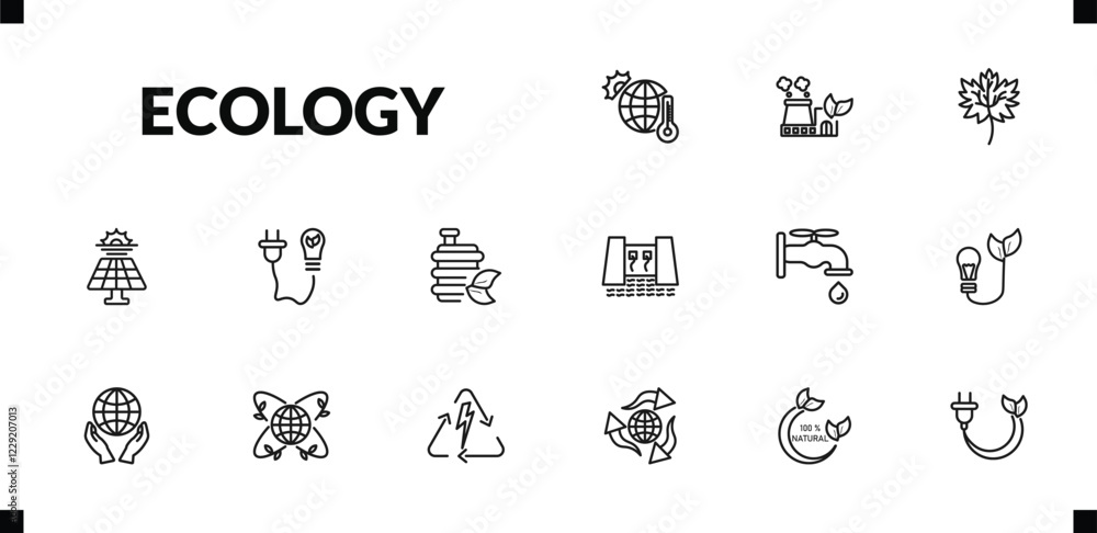 outline ecology icons set. editable linear sustainable factory, m leaf, solar energy, and other 12 icons in this category isolated on transparent background. outline ecology icons set. editable linear sustainable factory, m leaf, solar energy, and other 12 icons in this category isolated on transparent background.