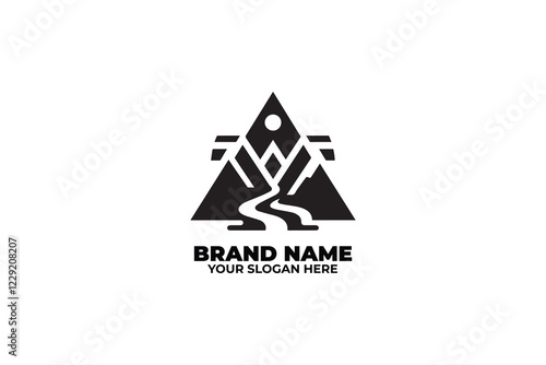 Monochrome logo of Triangular Mountain with Path
