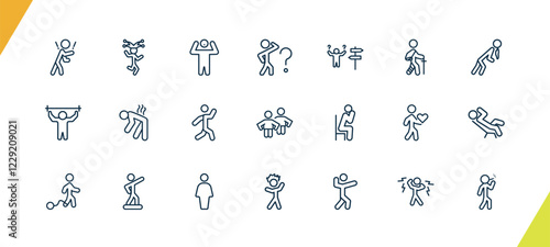 outline feeling and reaction icons set. editable linear funny human, amazed human, curious human, and other 18 icons in this category isolated on transparent background.