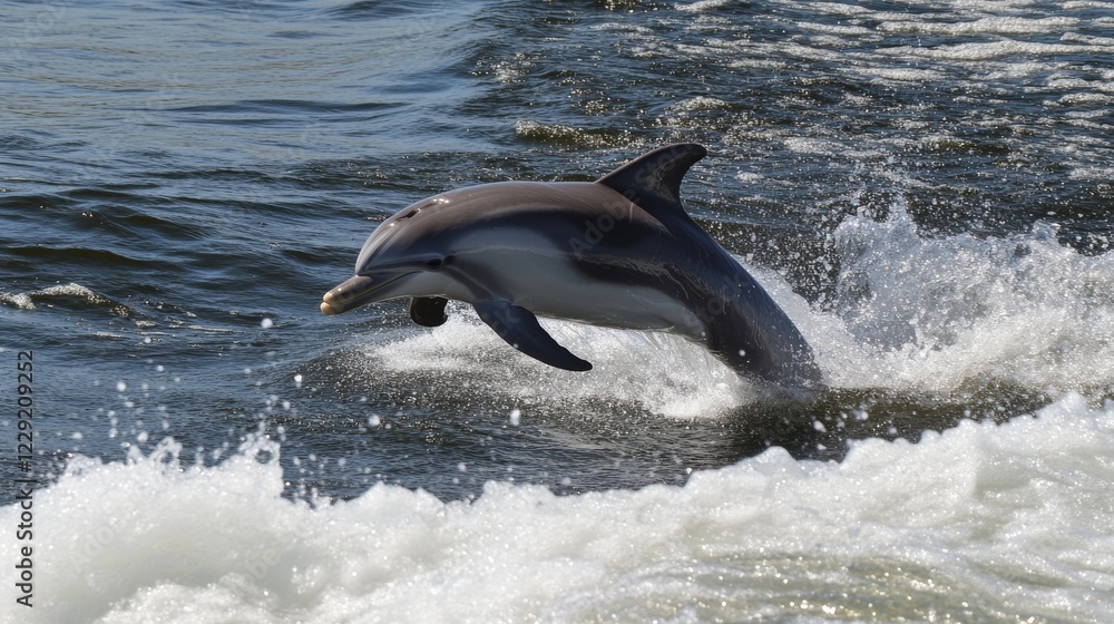 Obraz premium a playful dolphin leaping out of the ocean