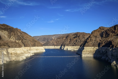 Photography View to Lake Mead from the Hoover Dam, Hoover Dam, dam, near Las Vegas, the wate