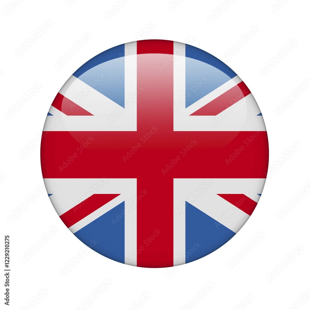 Obraz premium The British flag in the form of a glossy icon