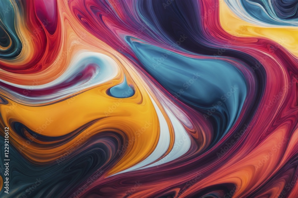 Abstract fluid art with vibrant swirling patterns in orange, blue, purple, and red, AI generated Abstract fluid art with vibrant swirling patterns in orange, blue, purple, and red, AI generated
