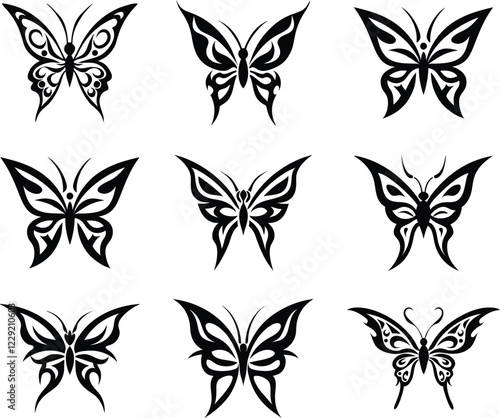 Neo-Tribal Y2K Butterfly Tattoo Sticker – A Fusion of Futuristic Edge & Tribal Aesthetic for Bold Expression.