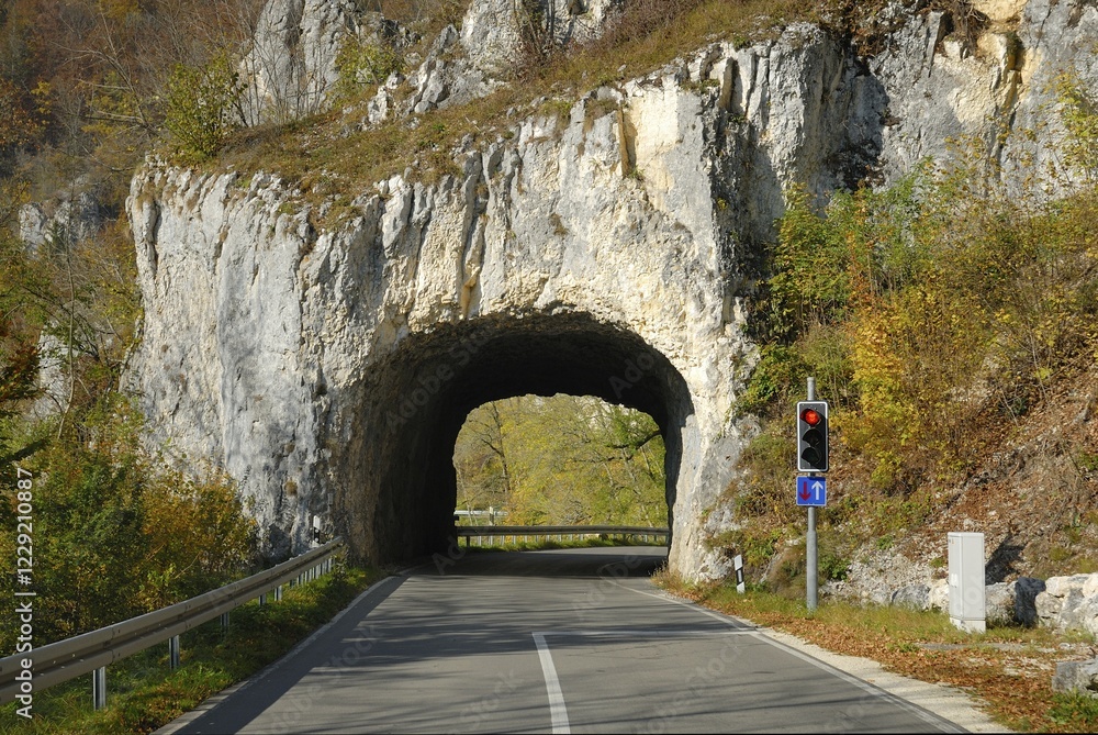 Obraz premium Tunnel trough a rock in the danube valleyBaden-Wuerttemberg, Germany, Europe., Europe