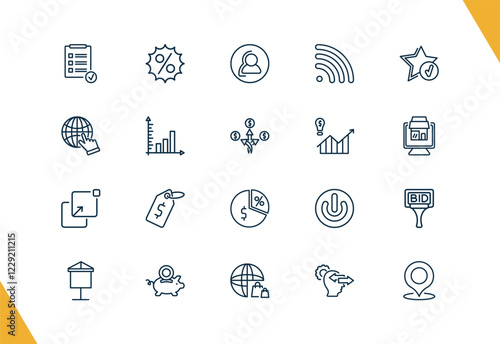 outline marketing icons set. editable linear offer, consumer, rss, and other 17 icons in this category isolated on transparent background.