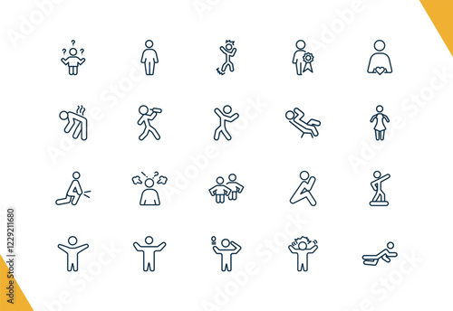outline feeling and reaction icons set. editable linear free human, angry human, special human, and other 17 icons in this category isolated on transparent background.