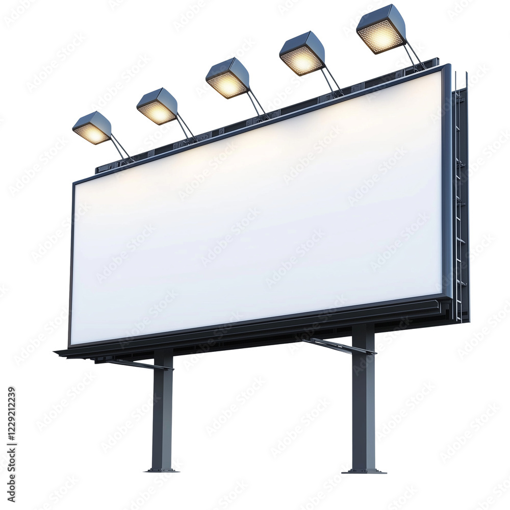 Obraz premium a blank billboard with lights on top isolated on a transparent background