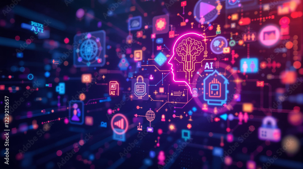 Futuristic ai technology virtual interface Futuristic ai technology virtual interface
