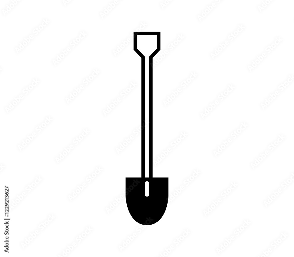 Shovel icon illustrated on white background Shovel icon illustrated on white background