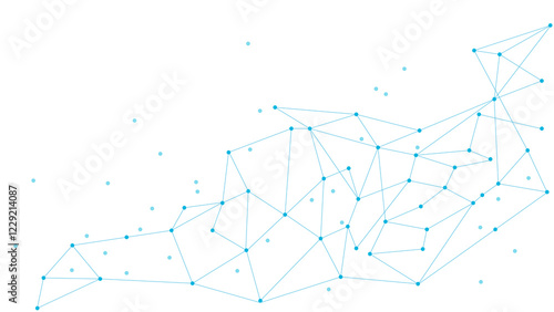 Minimalistic Abstract subtle Technology Network PNG, with Connected Dots and Lines in Light Blue, Representing Data Flow, Digital Communication, and Futuristic Connectivity in a White Space