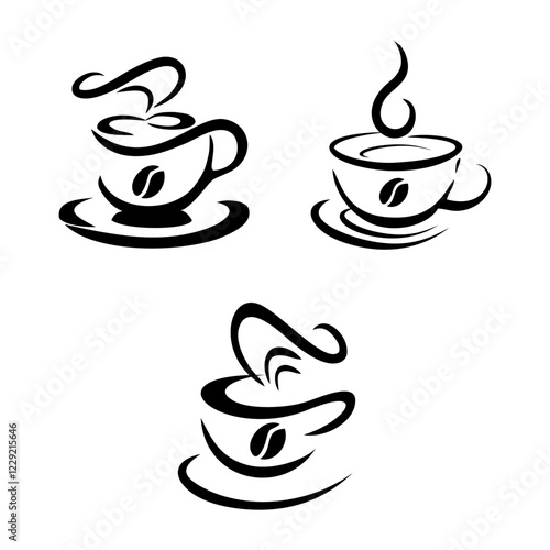  a cup of hot coffee set