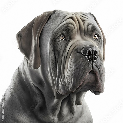 Portrait of a Mastino Napoletano in front of a white background. AI generated Art photo