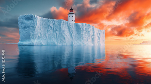 Quiet Lighthouse on a Floating Iceberg photo