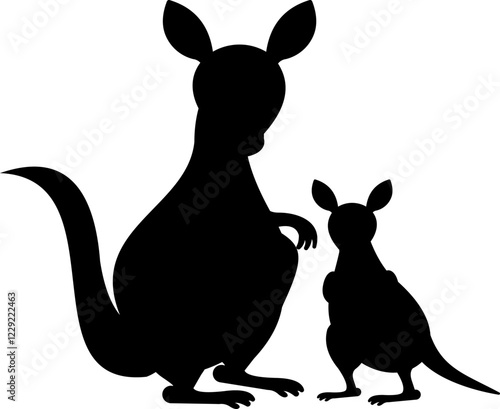 Mother Kangaroo And Baby Silhouette