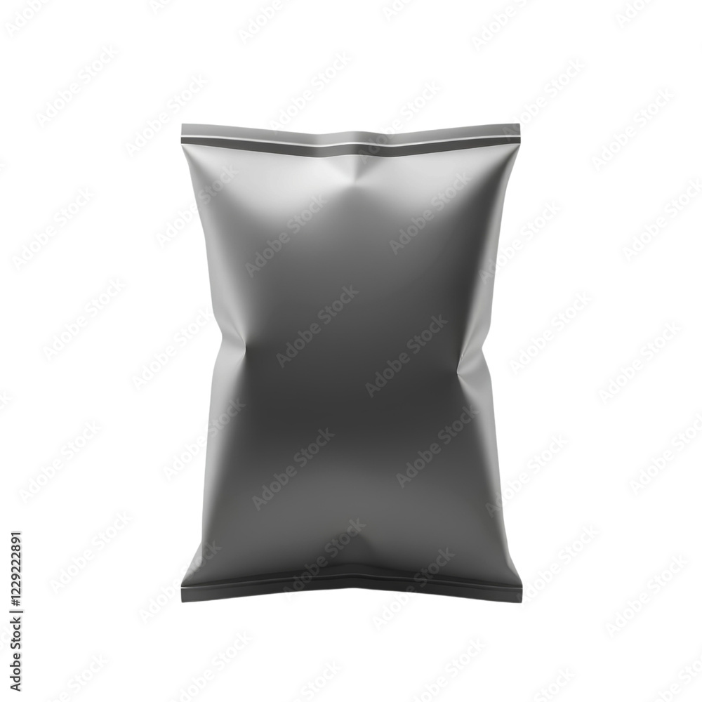 Obraz premium black plastic pouch for packaging, offering a premium and elegant look, suitable for gourmet snacks, chocolates, or specialty food items, ensuring freshness, high quality png isolated