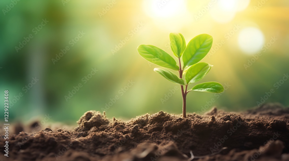 Fototapeta premium Green seedling illustrating concept of new life and green investment opportunities.
