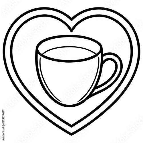 Minimal Line Art of a Heart Mug Design