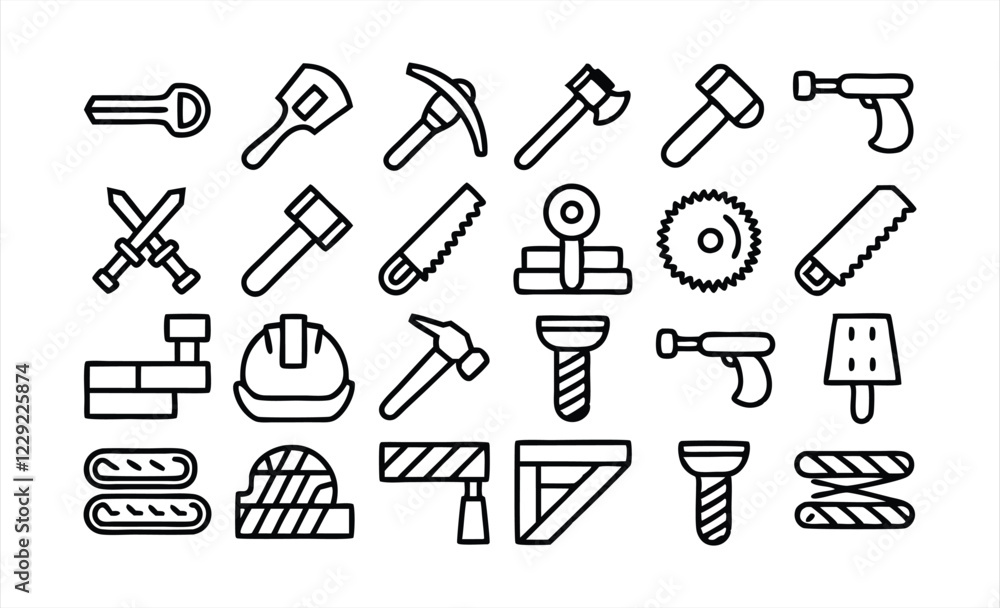 Fototapeta premium set of line icons related to supply chain valu 