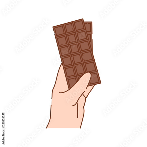 Hand Holding Chocolate Bar Icon Illustration