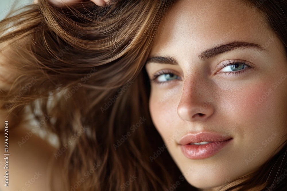 A close-up shot of a woman with long hair, great for portraits or beauty-related uses A close-up shot of a woman with long hair, great for portraits or beauty-related uses