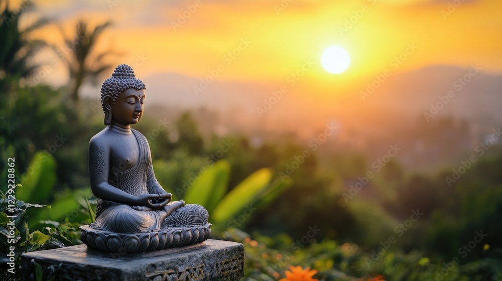 Fototapeta premium A person sits in lotus position on a surface