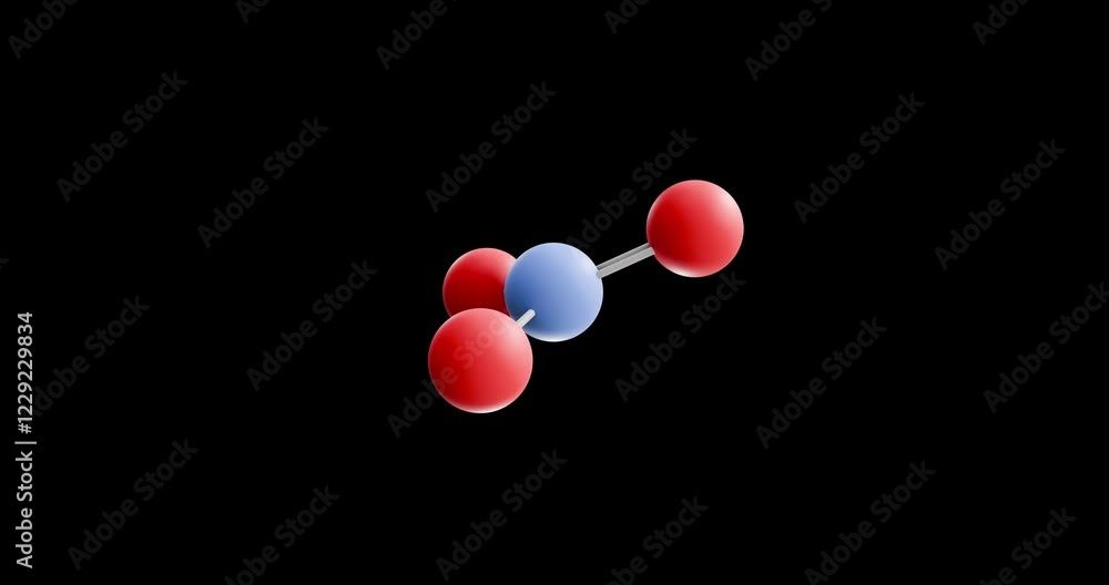 Nitrate molecule, rotating 3D model of polyatomic ion, looped video on a black background Nitrate molecule, rotating 3D model of polyatomic ion, looped video on a black background