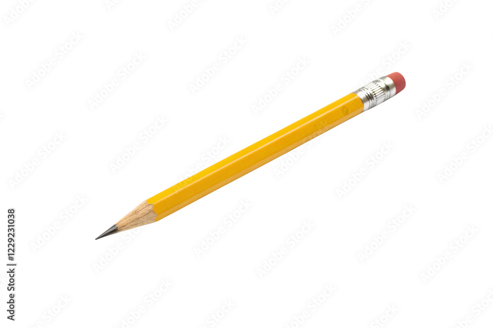 A bright yellow pencil with sharp precision, lying on a clean surface, symbolizing creativity and the beginnings of ideas or projects, isolated on a transparent background A bright yellow pencil with sharp precision, lying on a clean surface, symbolizing creativity and the beginnings of ideas or projects, isolated on a transparent background