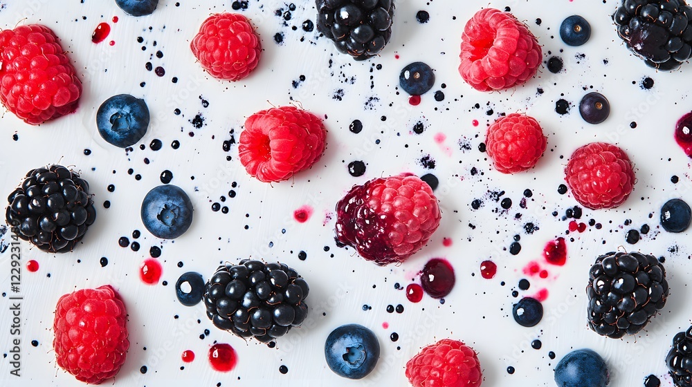custom made wallpaper toronto digitalFresh mixed berries on a white background. 