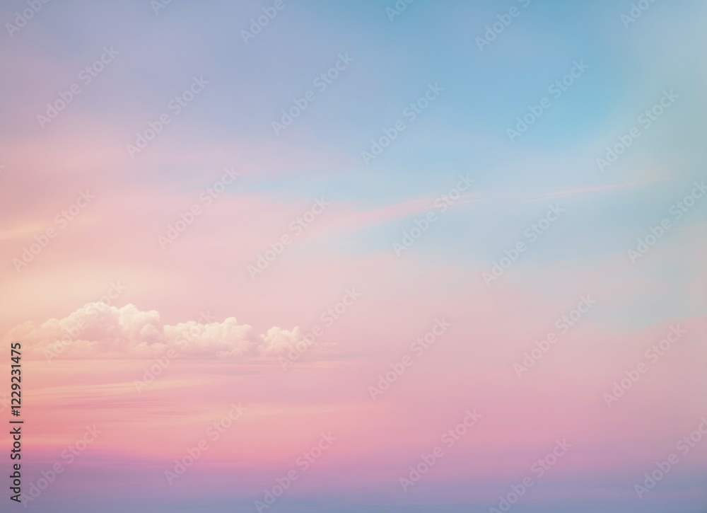 Minimal clouds with a pastel pink and blue gradient sky, AI generated