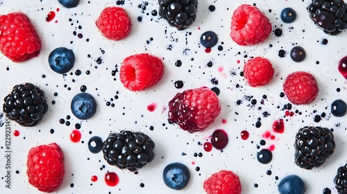 Wallpaper Mural Fresh mixed berries on a white background.  Torontodigital.ca