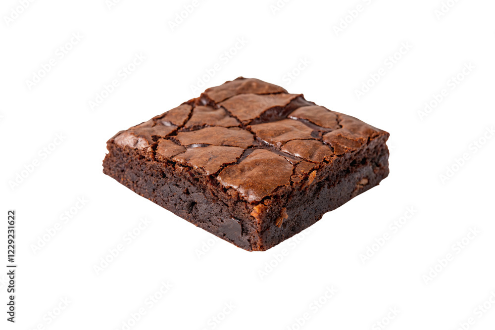 A decadent brownie featuring a signature cracked top and smooth, fudgy center, symbolizing homemade goodness and comfort, isolated on a transparent background A decadent brownie featuring a signature cracked top and smooth, fudgy center, symbolizing homemade goodness and comfort, isolated on a transparent background