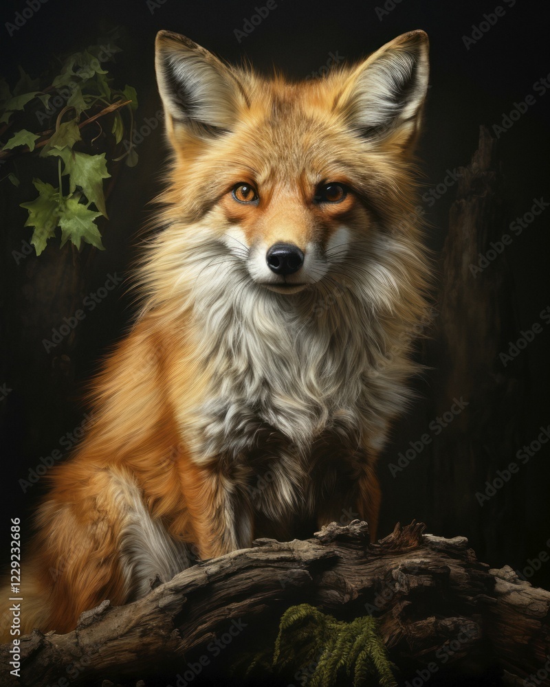 Fototapeta premium Portrait, young red fox, AI generated