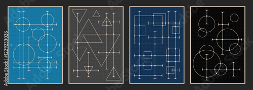 Abstract Drawing, Technical Circuit Style Art. Vector Template for Technical Posters, Covers, Illustrations. 