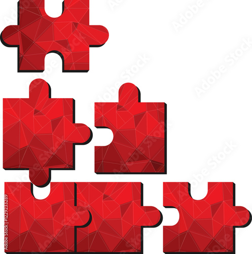 Red Puzzle With Low Poly Corner