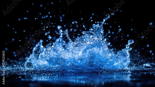 A small amount of water splashes onto a black surface