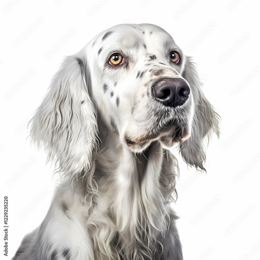 English Setter, white background, AI generated English Setter, white background, AI generated