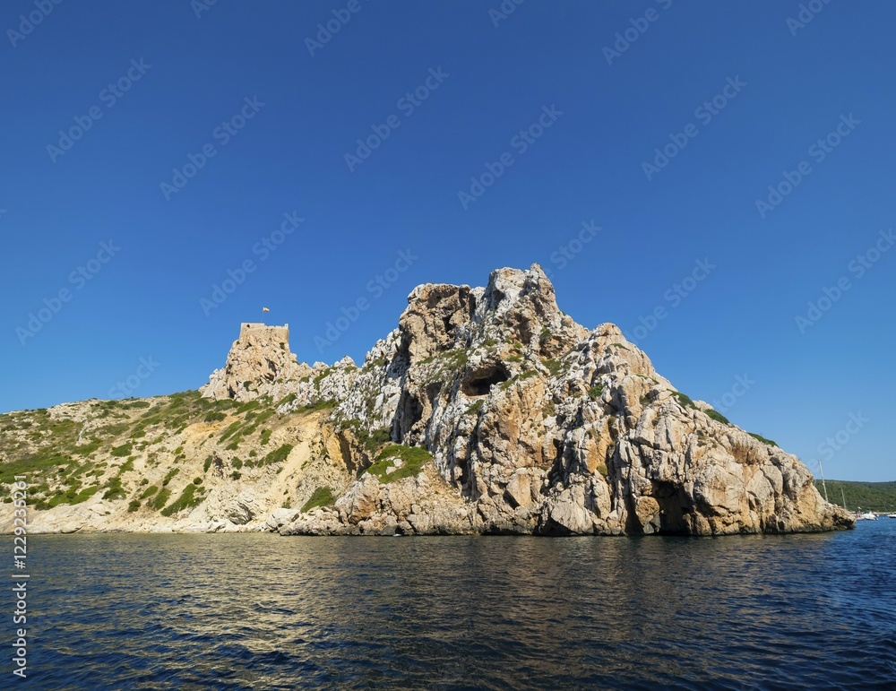 Fototapeta premium Castle of Cabrera, Colònia de Sant Jordi, Parque Nacional de Cabrera, Cabrera National Park, Cabrera Archipelago, Majorca, Balearic Islands, Spain, Europe