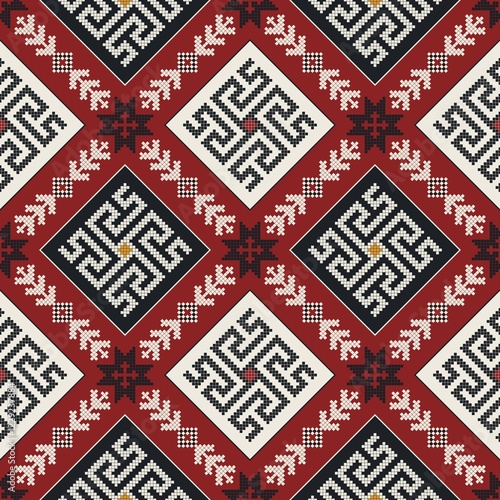 Wallpaper Mural Traditional Latvian embroidery seamless pattern, vector illustration Torontodigital.ca
