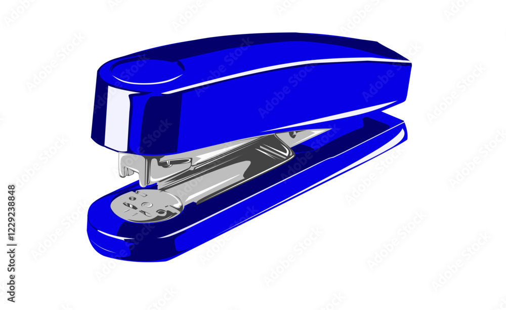 Isometric blue Stapler and stapleson a white background. Office stationery paper stapler illustration.Blue stapler vector isolated. Office and school stationery. Equipment for paper stapling. Isometric blue Stapler and stapleson a white background. Office stationery paper stapler illustration.Blue stapler vector isolated. Office and school stationery. Equipment for paper stapling.