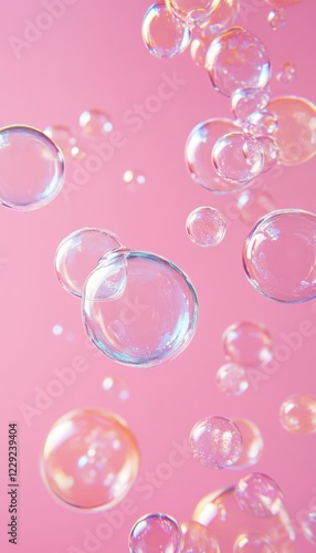 Wallpaper Mural Translucent soap bubbles gracefully drifting against a vibrant pink background, capturing a sense of lightness and whimsy. Torontodigital.ca